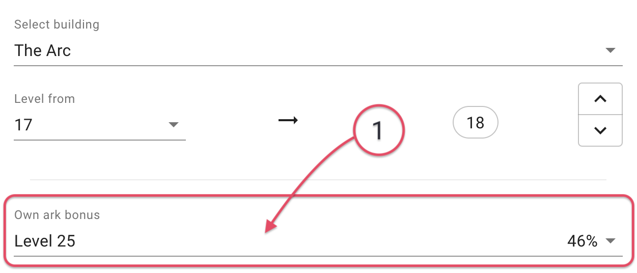 Select current ark bonus